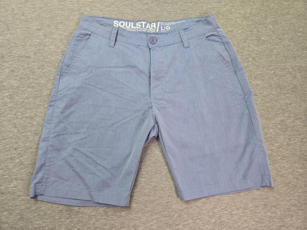 Soul Star Shorts Mens 36 Blue Chambray Chino Casual Summer Cotton Pockets